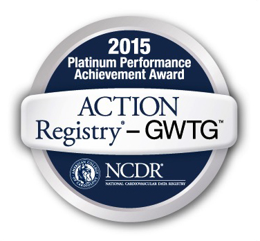 American College of Cardiology’s NCDR ACTION Registry–GWTG Platinum Performance Achievement Award, 2015 Logo